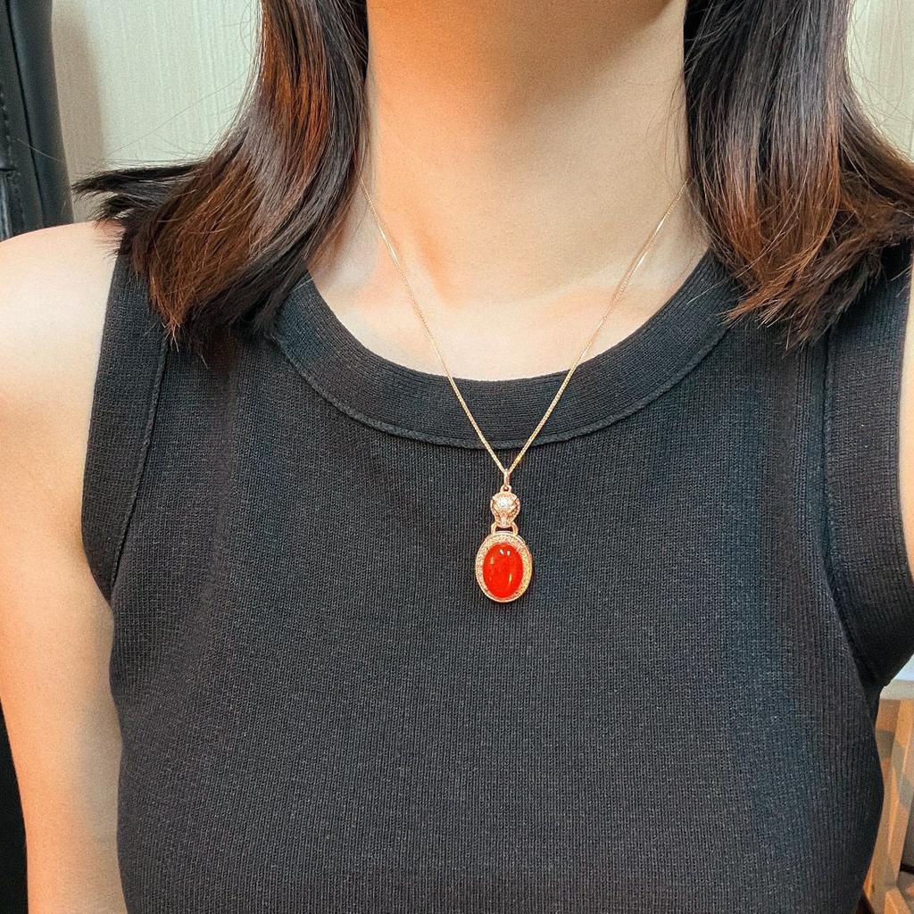 Jade Red Ice Color Glowing Natural Carnelian Pendant Agate Pendant Real Shot