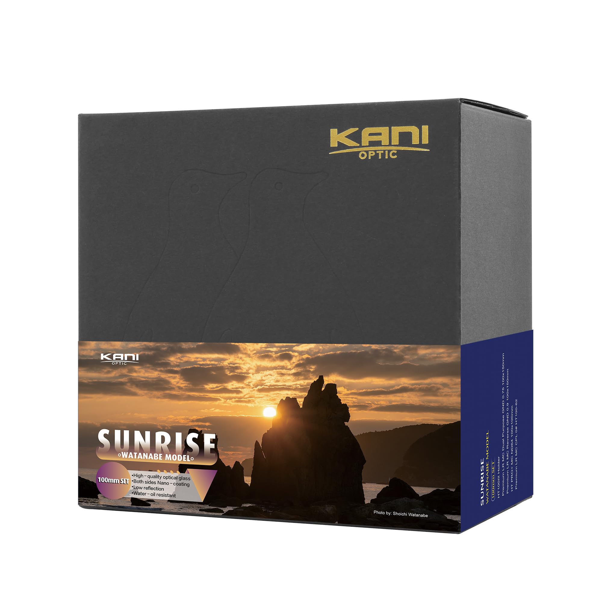 

KANI 100mm width HT100 III Sunrise Set Shoichi Watanabe model Square filter set Adapter included Adapter ring included Up to 3 square filters can be