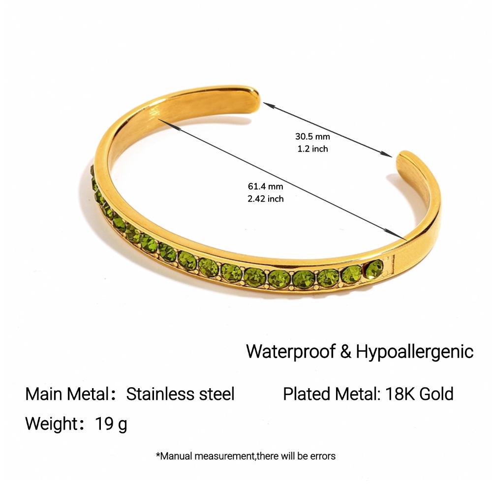 Yingtai Women's Non-fading Oval Colorful Irregular Stainless Titanium Steel Bracelet, Electroplated 18k Gold, European & American Style.