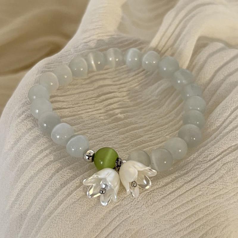 

Японский и корейский свежий сладкий и милый браслет из розового ландыша, тюльпана, цветка из бисера