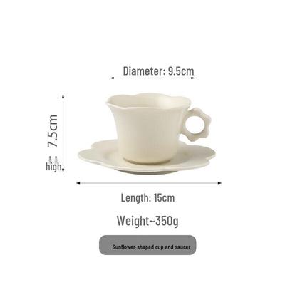 Wutuo Milky White Ruffle Ceramic Coffee Cup and Saucer Set