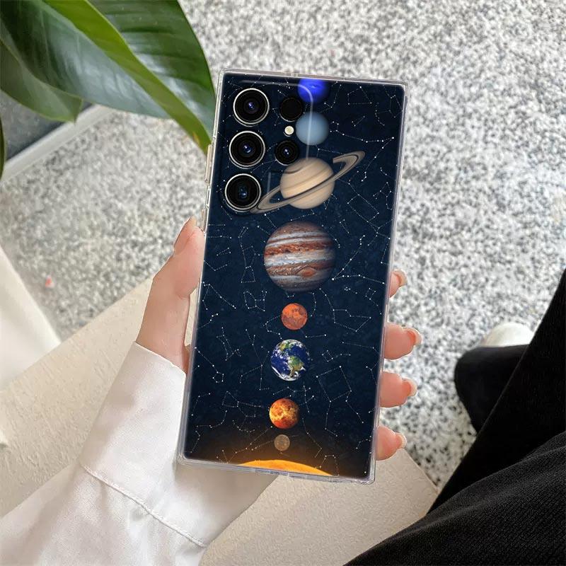 Vesmír Planeta Měsíc Hvězdy Vesmír Průhledný obal Pro Samsung Galaxy S26 S25 S24 S23 Ultra S21 FE S22 Plus S26 Ultra Kryt na telefon
