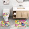 3pcs Adventure Time Pattern Flannel Nonslip Absorbent Washable Decorative Bathroom Home Toilet Seat Cover Mat