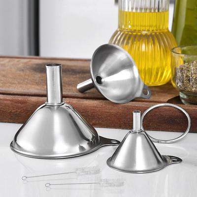 3 Piece Stainless Steel Funnels Set Small Funnels Set Mini Funnel Set for Transferring Liquid Dry Ingredients Powder
