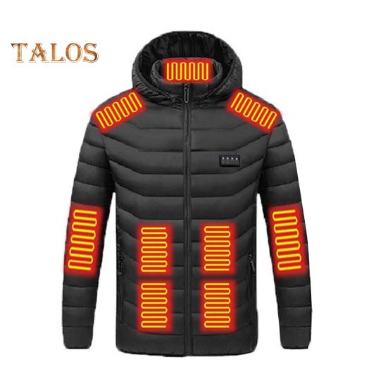 

Утепленное хлопковое пальто с капюшоном, длинным рукавом, застежкой-молнией, куртка с 19 зонами защиты от горячих точек, ручная стирка, питание от USB, верхняя одежда L чёрный