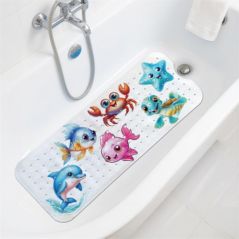 Gyermek Csúszásmentes Rajzfilm Fürdőszobai Szőnyeg - Mosható Ovális Biztonsági Zuhanyzótálca Padló Szőnyeg