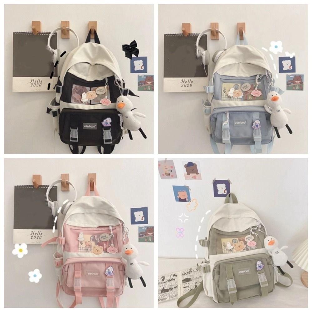 Harajuku Large Capacity Backpack College Style School Bag Waterproof Canvas Schoolbag  Student