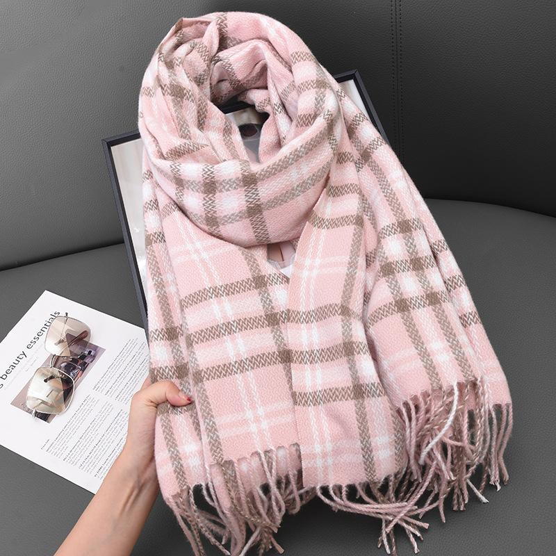 

Литературный и ретро шарф Женская мода длинный утолщенный кашемировый теплый платок шарф с рисунком рисовых зерен 67-180CM светло-розовый