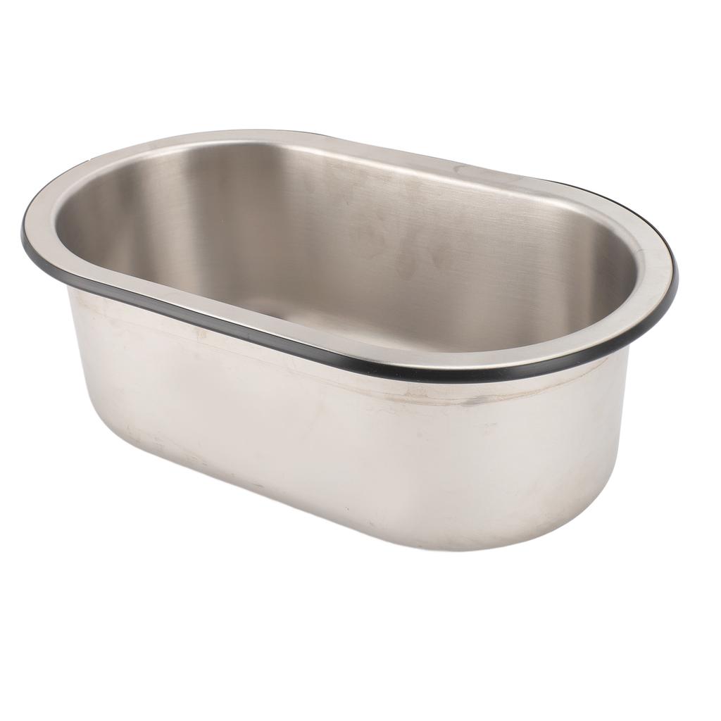 304 Stainless Steel Bar Sink Oval Shaped Washbasin Sink with 40mm Drain Hole for Boat Caravan RV Camper 13.6 X 8 X 5.2in