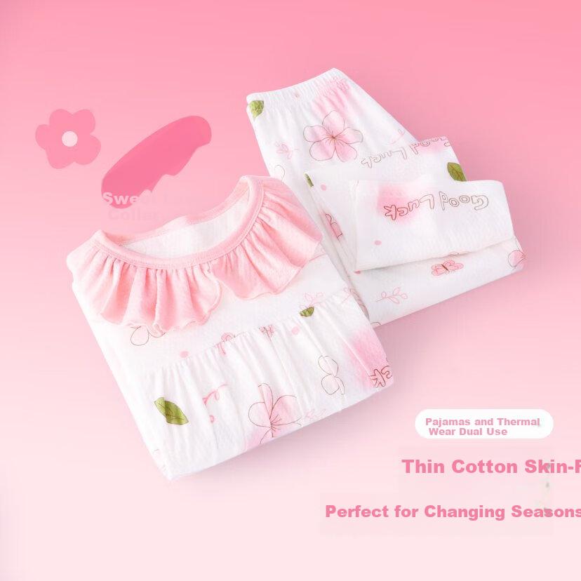 DEESHA 100% A Class Cotton Children's Pajamas Autumn Winter Girls Home Wear Teenagers Baby Air Conditioning Suit