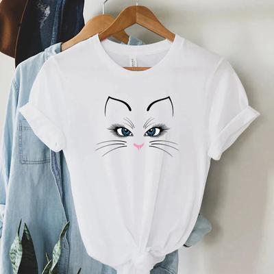 Fashion Women Tshirt Cute Cat Lover Gift Graphic Summer Clothes Animals Lovers Essential Casual Tops Cat Print Funny Tshirts