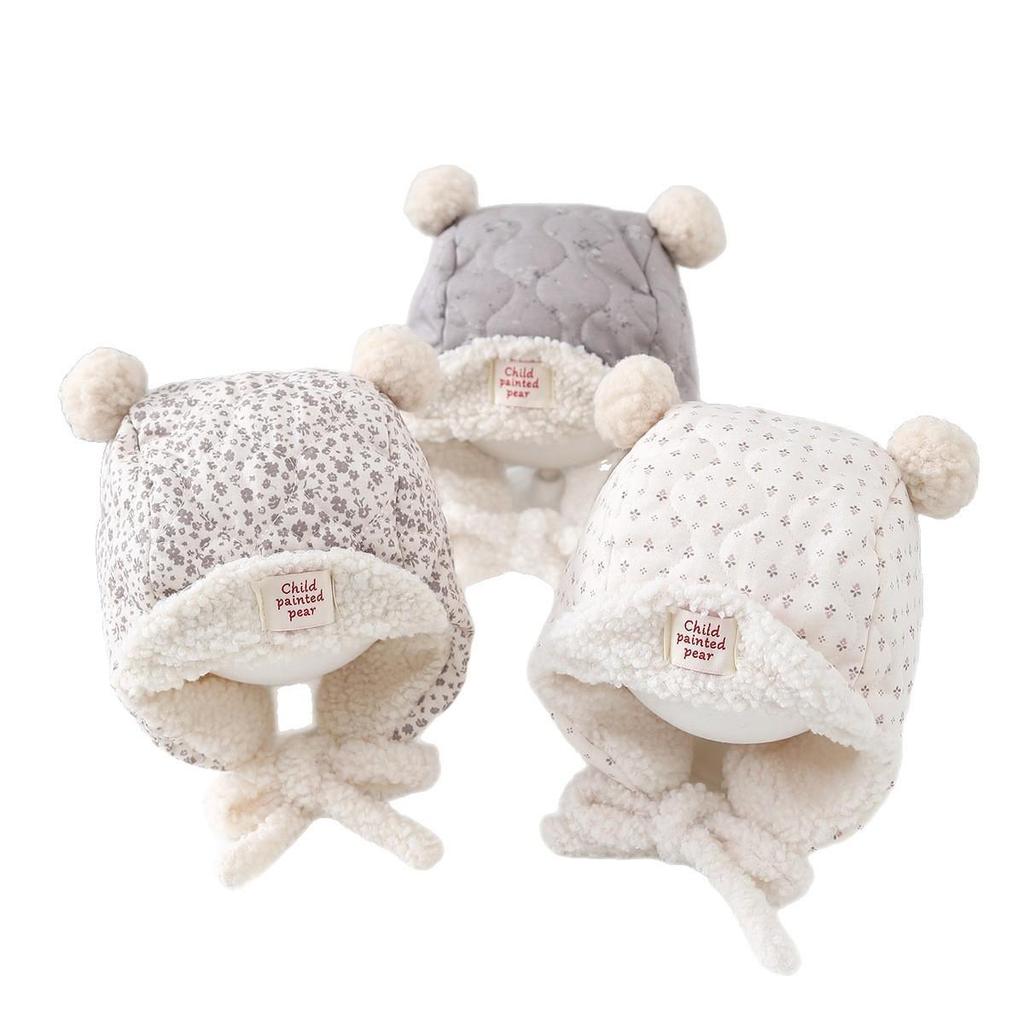 Kwiatowa czapka Lei Feng dla niemowląt: Styl koreański, Pluszowy aksamit, Ochrona uszu zimowa