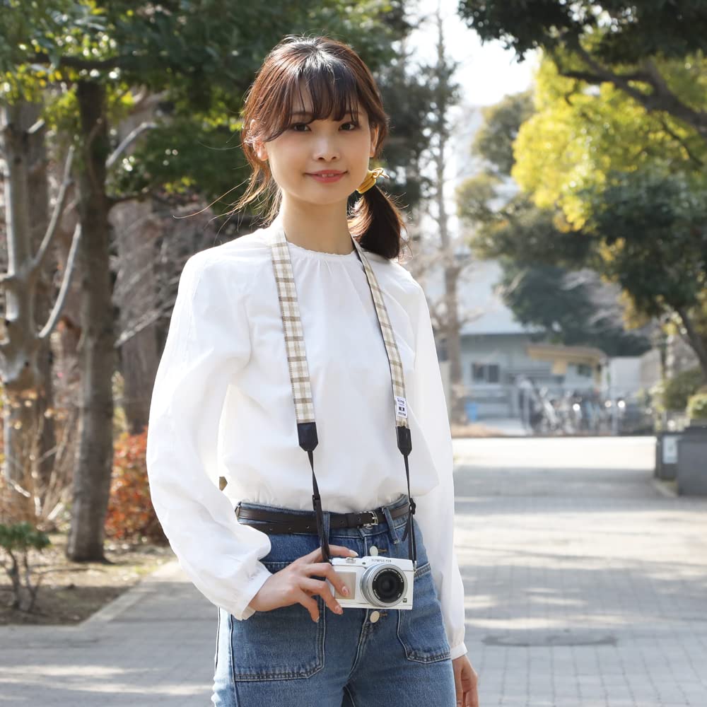 KING Camera Gingham Made in Stylish [KING] [mi-na Collaboration] Strap, 2.5cm Wide, Check, Japan,