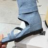 Summer new retro square head cover, toe wedge heel, high-top boots, summer women's sandals, casual wear outside