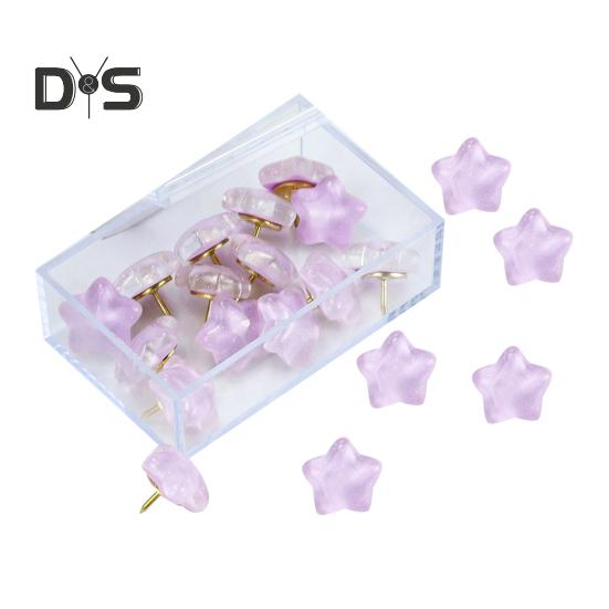 20 Pcs Star Glitter Push Pins Thumb Tacks with Storage Box Sparkly Push Pins for Bulletin Board Corkboard Photo Wall Office or Home