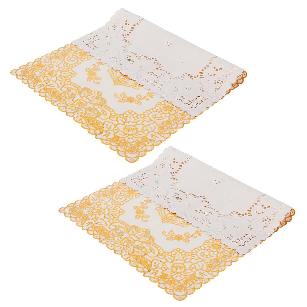 2PCS 30cmx45cm PVC Table Mat Gold Placemats Cup Coaster Pad Kitchen Wedding DecorationStyle 3