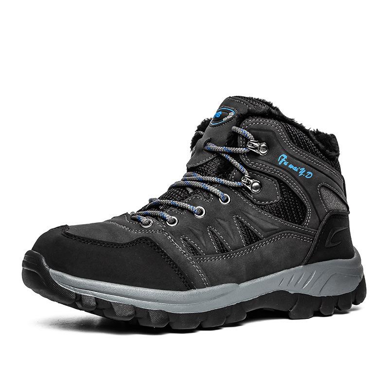 22 winter new couple Gaobang cotton shoes outdoor shoes velvet warm large size shoes hiking shoes sports shoes