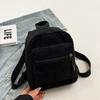 Zipper Double Shoulder Bag Solid Color Daypack Fashion Corduroy Mini Backpack  Daily Travel
