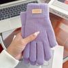Atmosphere Solid Color Knitted Warm Gloves for Women In Autumn and Winter Korean Touch Screen New Student Versatile Anti Freeze Gloves