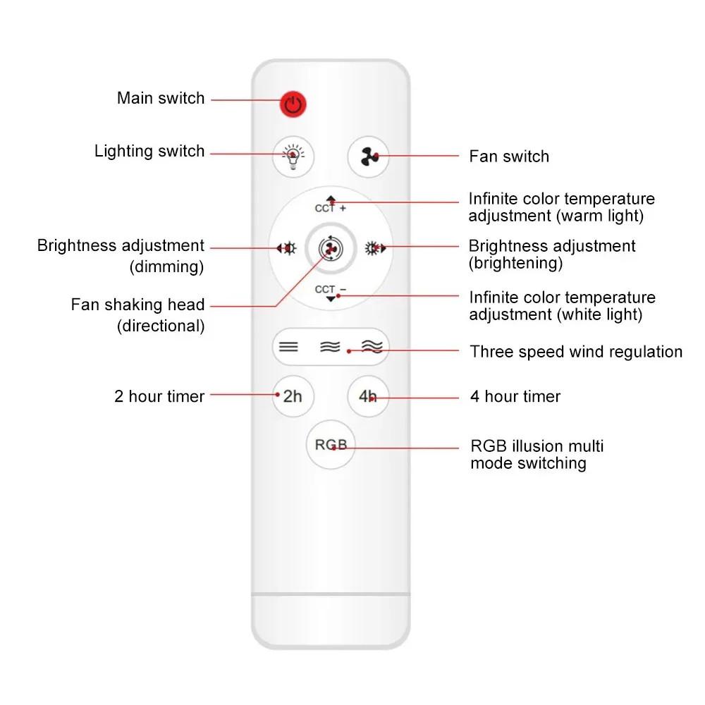 48W Light Household Small RGB Ceiling Fan Lamp E27 Remote Control Ceiling Chandelier Fan Automatic 360 ° Shaking Head Fan