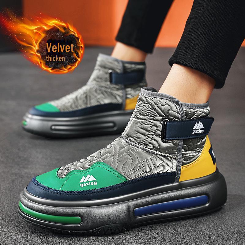 Men's High Top Winter Snow Boots with Velvet Lining and Cold-Resistant Casual Design