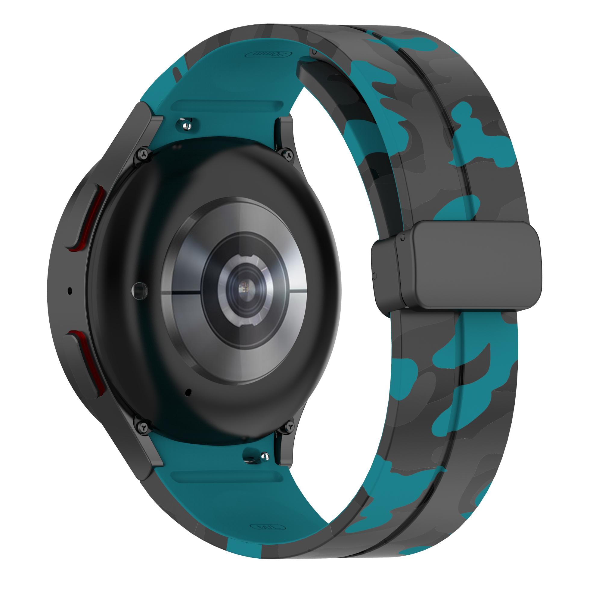 

For Samsung Galaxy Watch 5 Pro 45mm/Watch 5 40/44mm/Watch4 40/44mm/Watch4 Classic 42/46mm Camo Silicone Watch Band Dark Blue