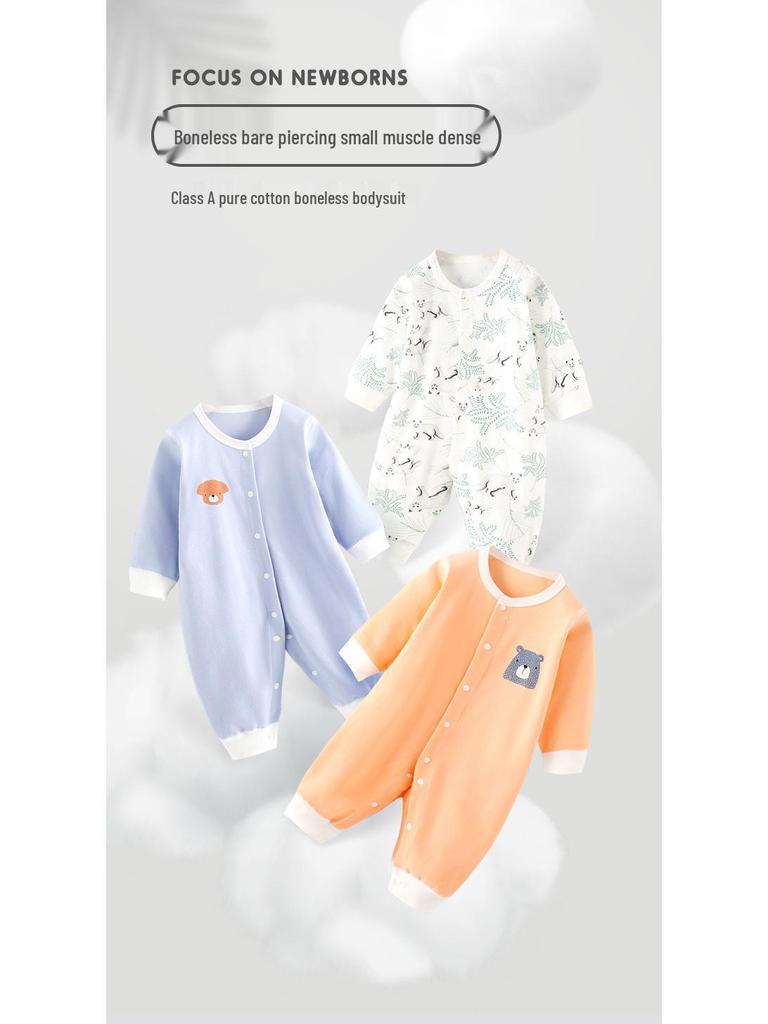 Autumn Newborn Pure Cotton Rompers: Air Conditioning Monk Clothes for Spring, Summer, and Fall