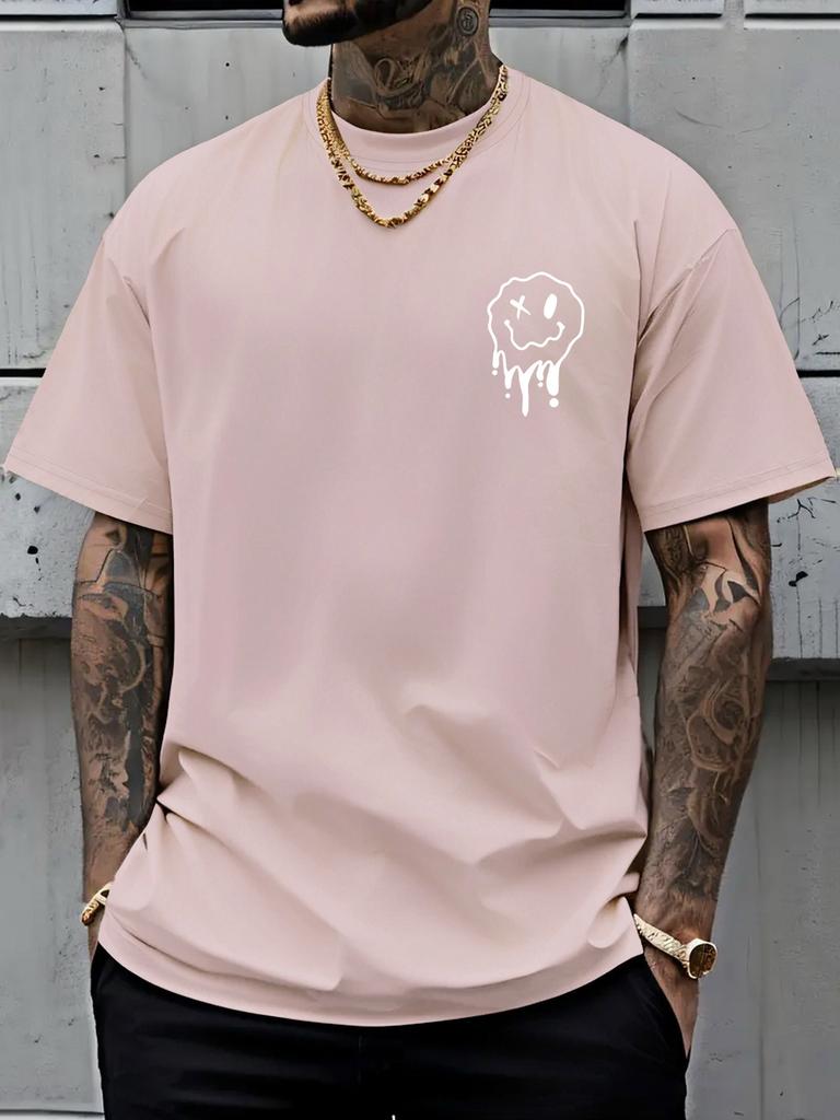 2026 Summer Bestselling Unisexs Pure Cotton Tshirt Street Casual Fashion Soft and Breathable Simple Smile Pattern Print