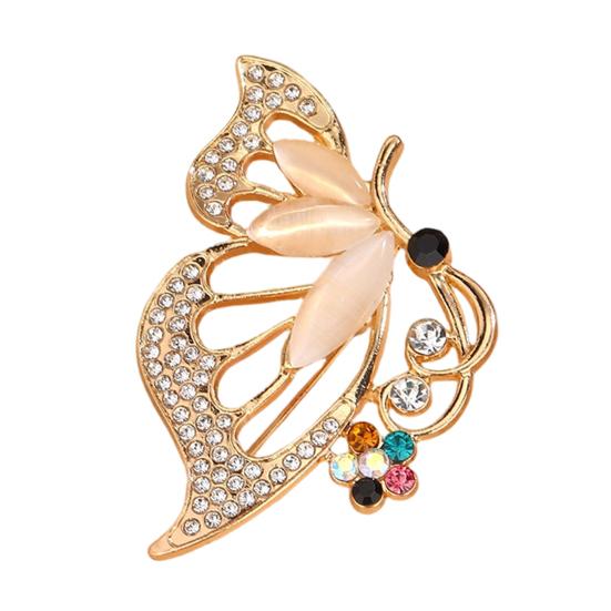 Zinc Alloy Brooch Pin Badge with Rhinestones Butterfly Shape Lapel Inlaid Brooch Versatile A