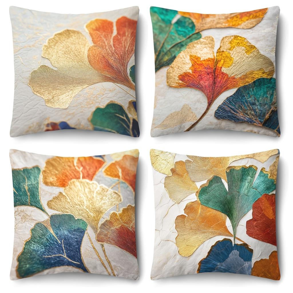 1pcs Ginkgo Leaf Pillow Cover For Home Living Room Bedroom Sofa Office Decorative Pillowcase Soft Throw Pillows 45x45cm