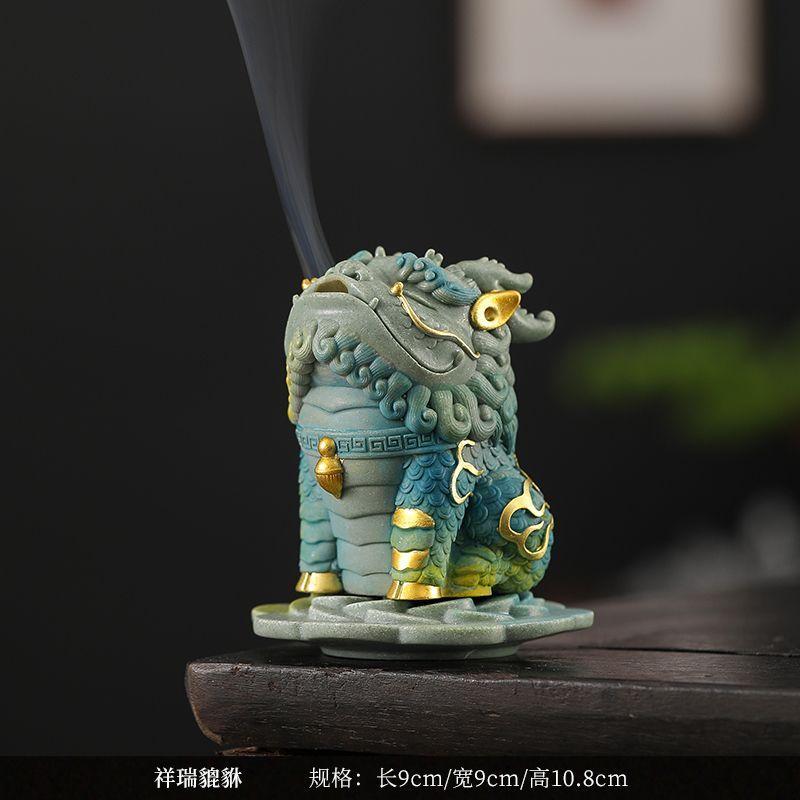 Sandstone Wealth-Attracting Pixiu Desktop Incense Burner Ornament Tea Pet Zen Decoration Sandalwood Tea Ceremony Accessories