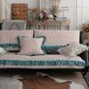 Cotton Floral Pleated Skirt Edge Sofa Mat Countryside Style Fabric Anti Slip Lace Sofa Cover 1/2/3 Seat Sofa Dust Cover Towel