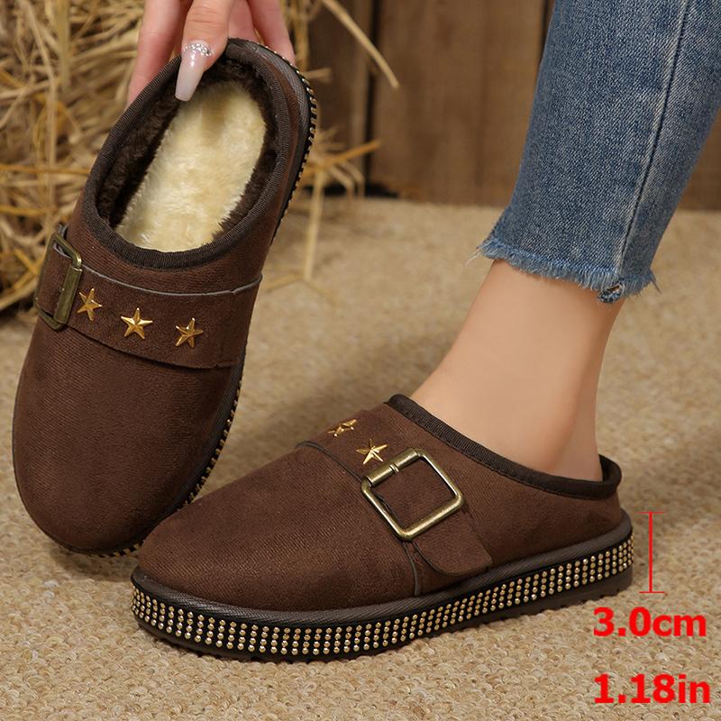 

Модные винтажные хлопковые тапочки со звездным узором, женские, больших размеров 36-44, хлопковые тапочки на платформе, женские, зимние, теплые плюшевые шлепанцы 44 коричневый