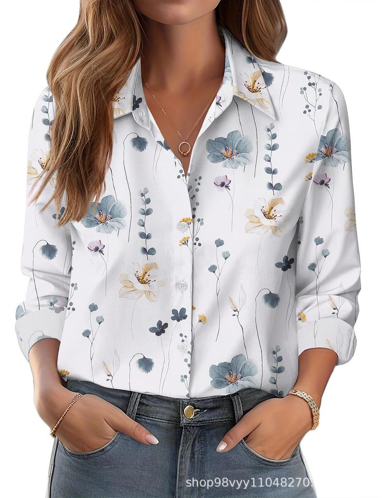 Women's Shirt Printed Floral Loose Shirt Women's Top