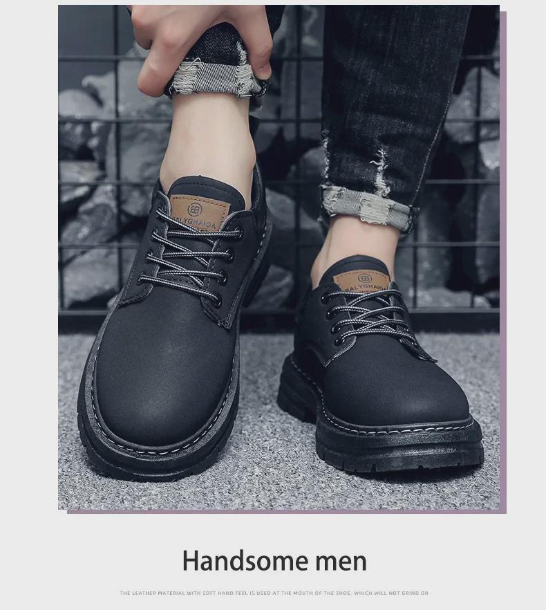 Durable Men's Retro British Style Martin Boots - 2024 Spring/Summer, Versatile Low-Top with Thick Soles.