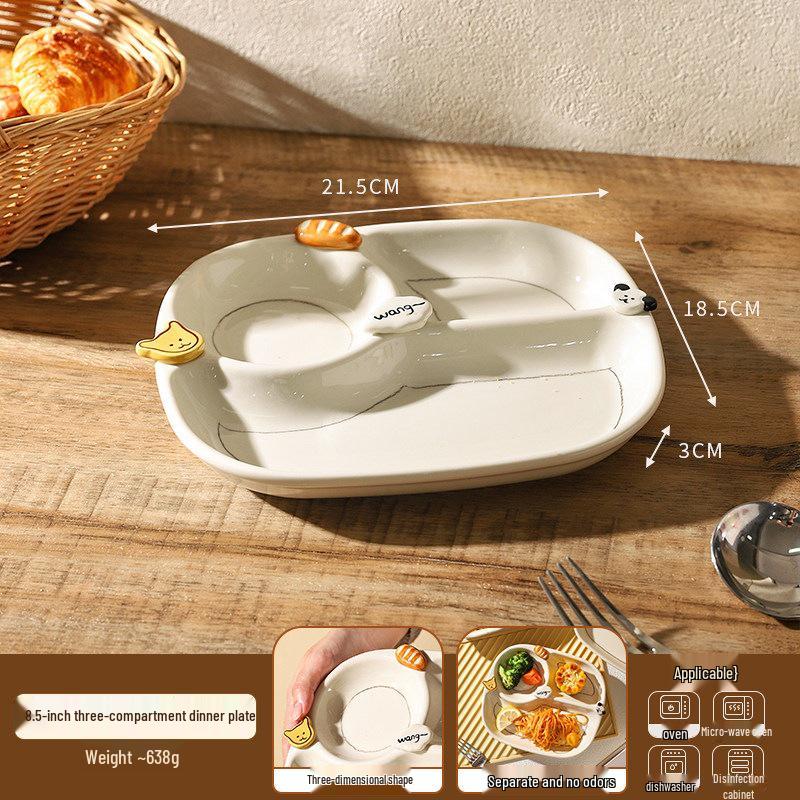Children s Cartoon Ceramic Portion Control Breakfast Plate”