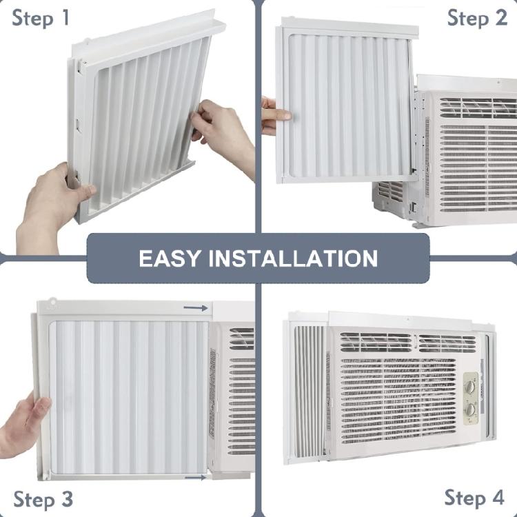 Window Air Conditioner Side Panel with Frame Room Air Conditioner Accordion Filler Curtain Replacement Adjustable