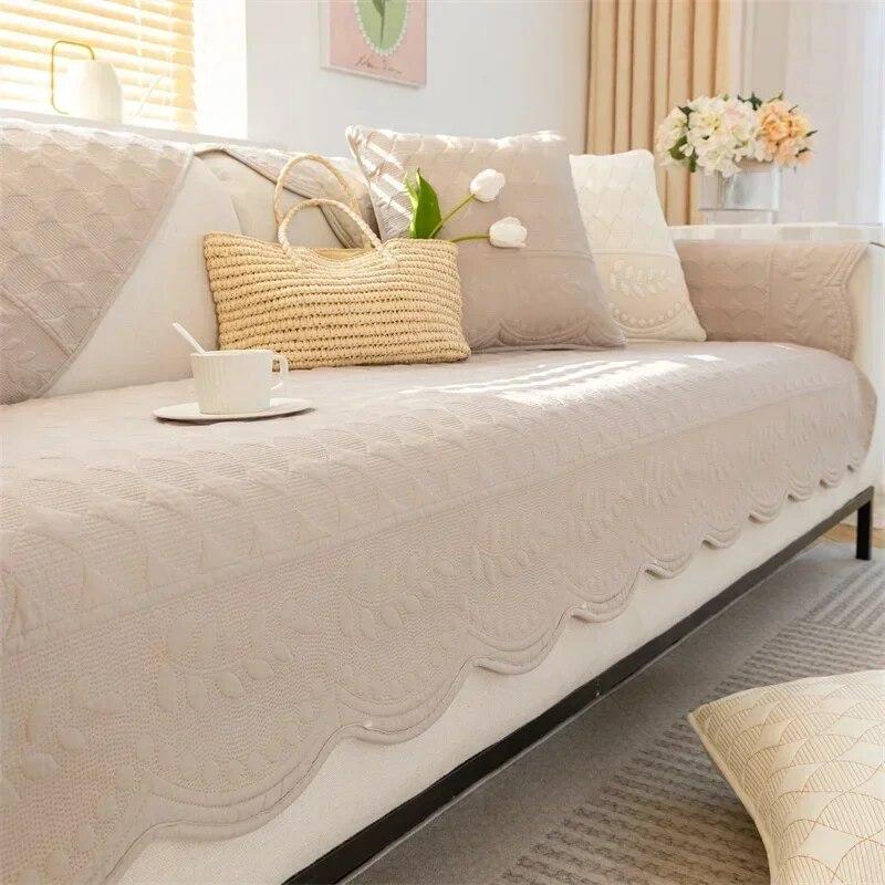 Jacquard Cotton Sofa Cushion for Living Room Four Seasons Universal Sofas Towel Fresh Simple Couch Cover Armrest Backrest Mat
