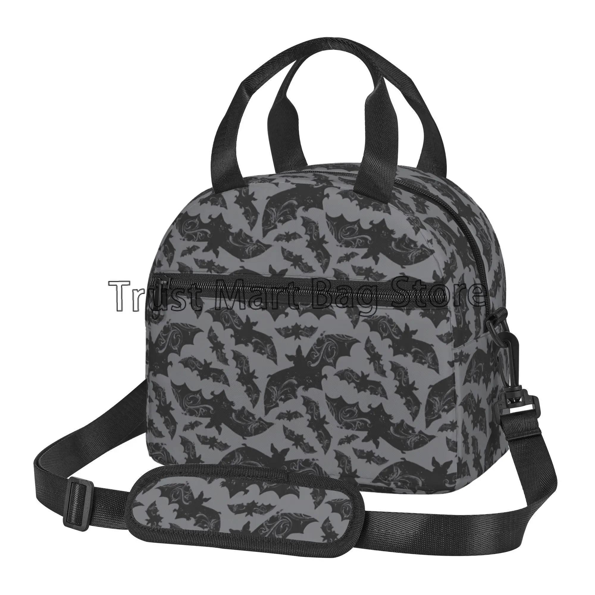 

Halloween Bats Insulated Lunch Bag Reusable Thermal Cooler Bento Tote Bags with Adjustable Shoulder Strap for Work Travel Picnic