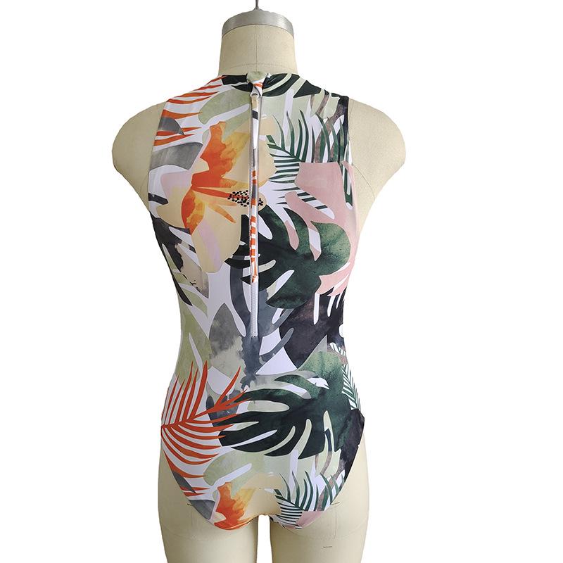 Tropical Print One-Piece Swimsuit 2023: European and American Style
