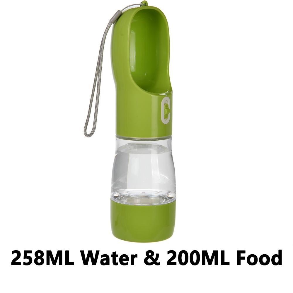 2 IN1 Dog Water Bottle Portable Drinking Feeding Puppy Bowl Food Outside Traveling Bowl 258ML Water 200ML Food Pet Container