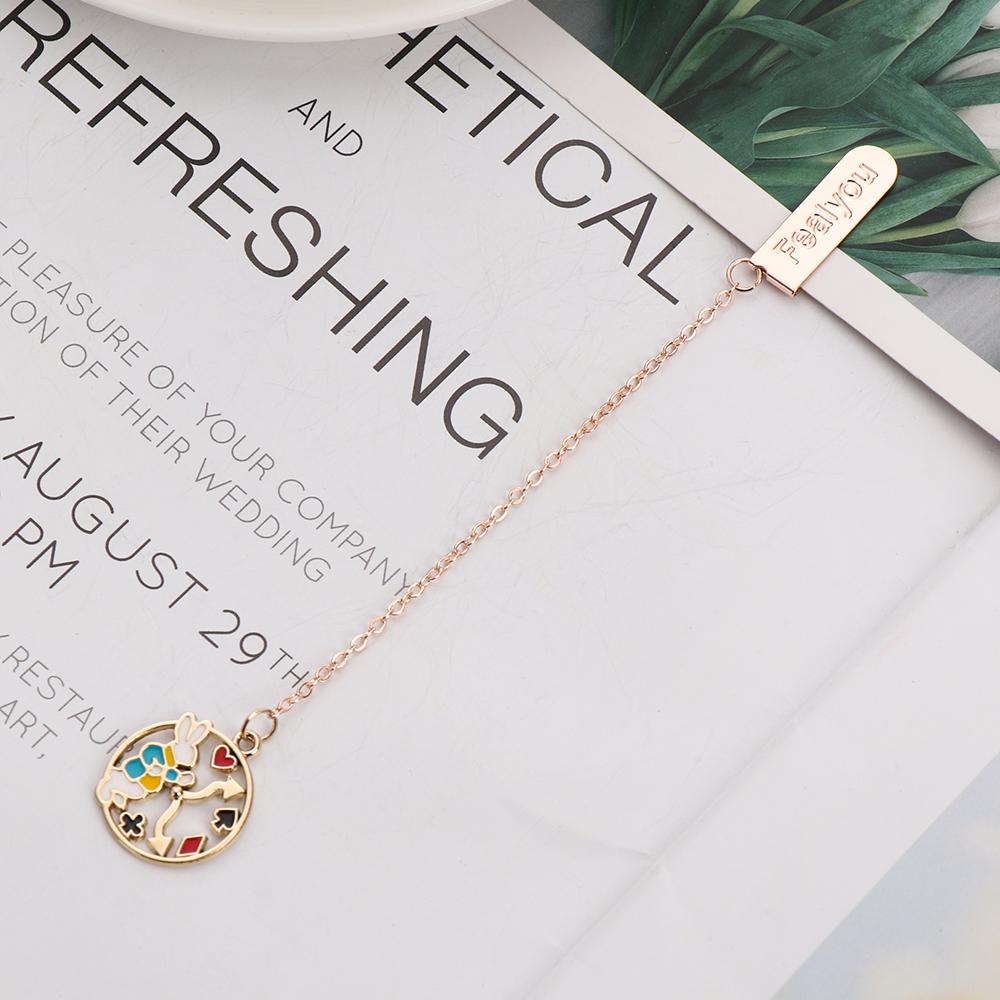 Creative Cartoon Character Book Clip Pagination Mark Bookmarks Metal Peach Heart Pendant