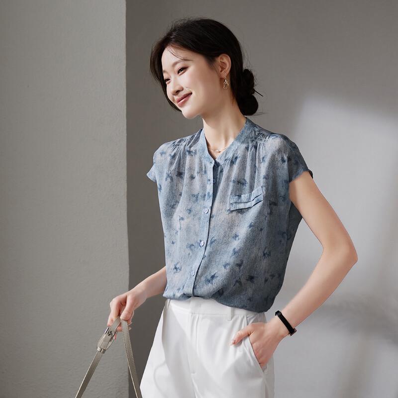 SOFSIL Women s 100% Mulberry Silk Printed Short Sleeve Shirt XL