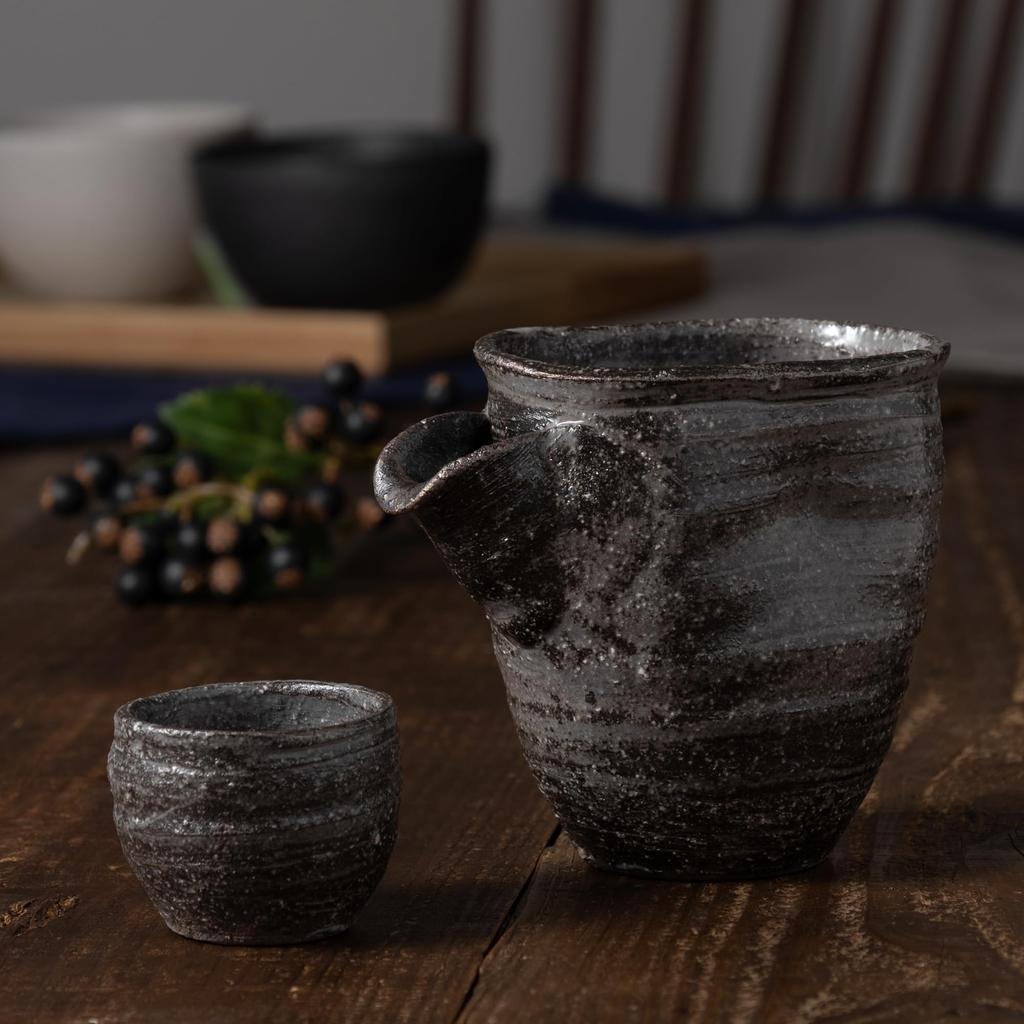 Marui Seito Shigaraki Ware Hechimon Katakuchi (Small-Shaped Cup) 330ml Capacity, Black Steel, MR-3-4320