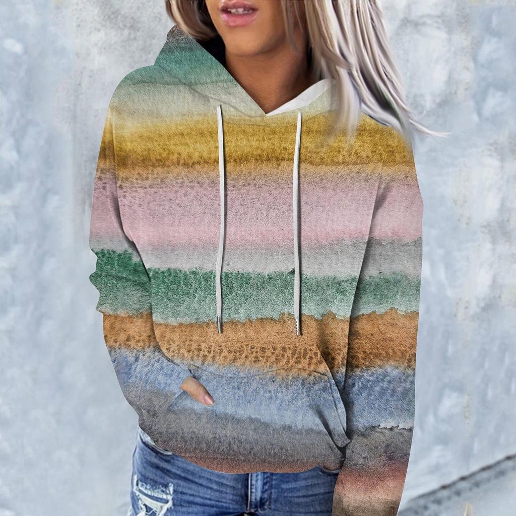 Ladies Fashion Casual Long Sleeve Tie-dye Printed Hoodie