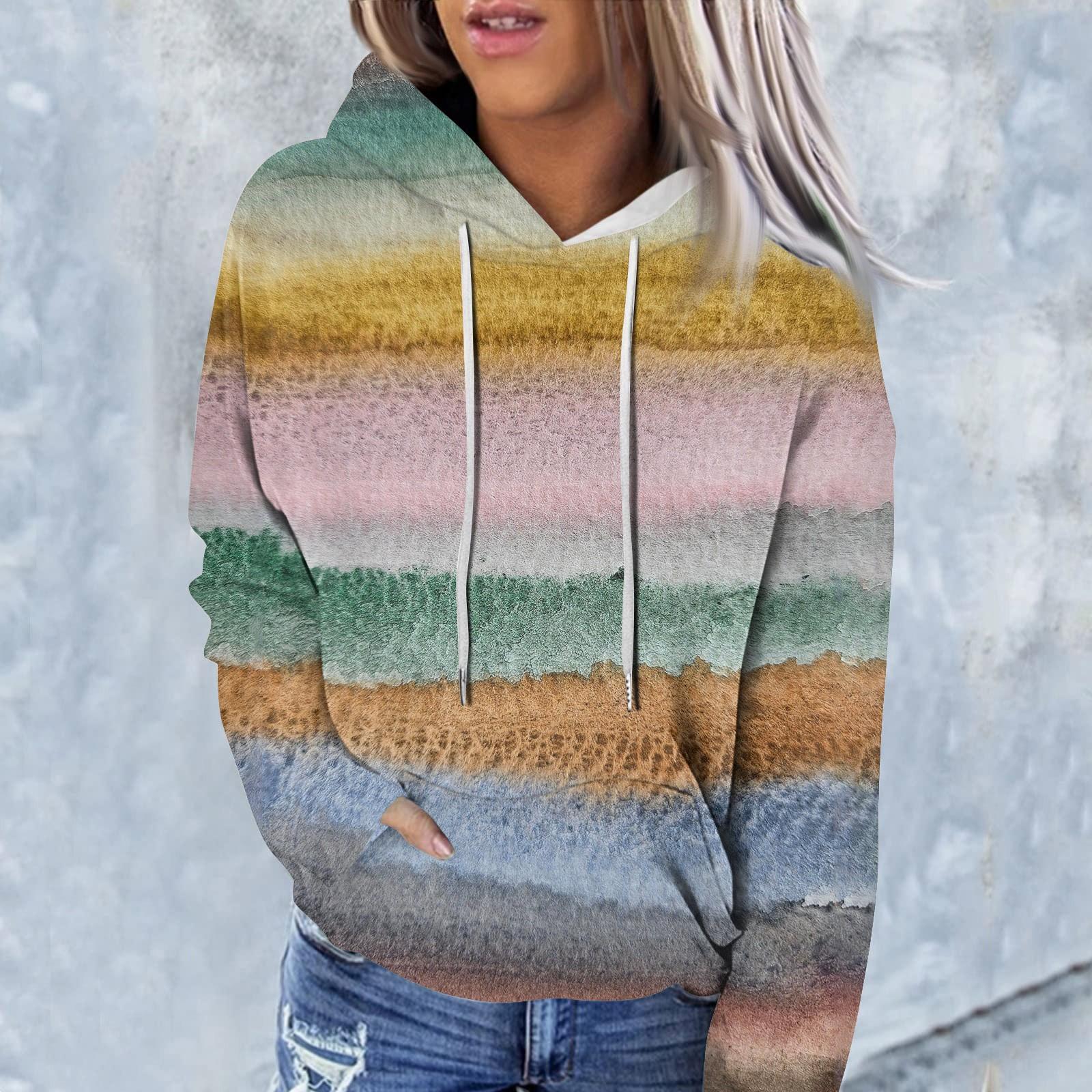 Женская модная повседневная толстовка с капюшоном с длинным рукавом и принтом тай-дай — фото 5