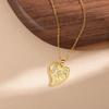 Sparkling Heart Zirconia Necklace, Golden Plated Chain, Bridal Jewelry for Wedding & Party