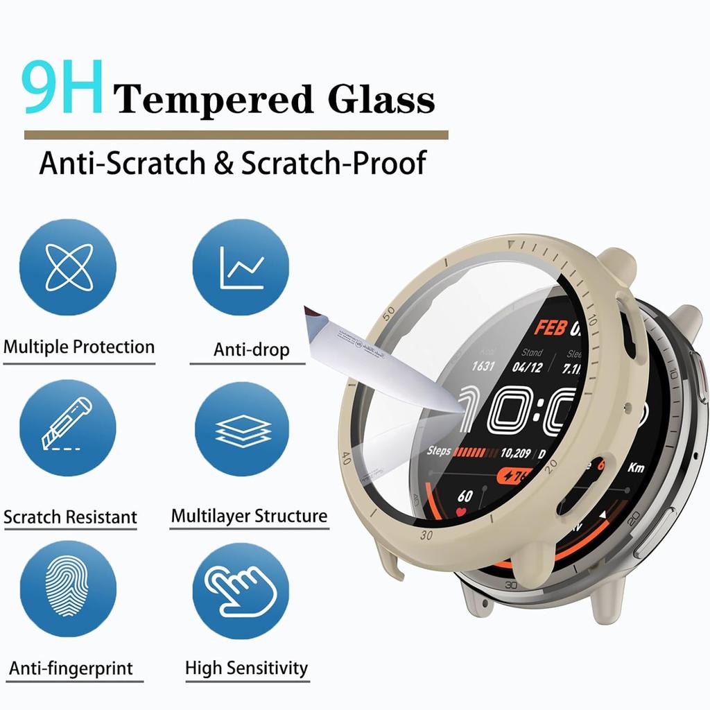 Hartschalen-Glas-Displayschutzfolie Vollrahmen-Hülle Für Amazfit Active 2 Smartwatch Schutzhülle Active2 Zubehör