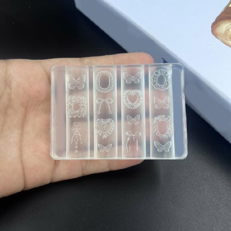 Reusable Silicone Nail Stencil For 3D Embossed Art Featuring Frame Bowknot Butterfly Designs Crafting Accessories