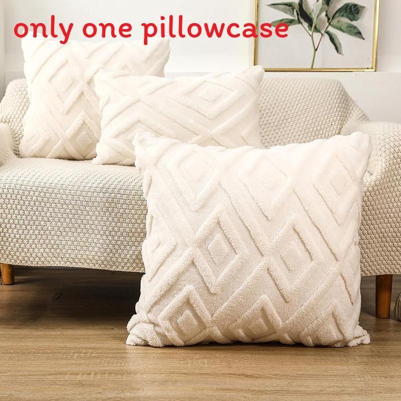 Pillow Geometric Cover Plush Material  And Logo Living Room Sofa Home Decor